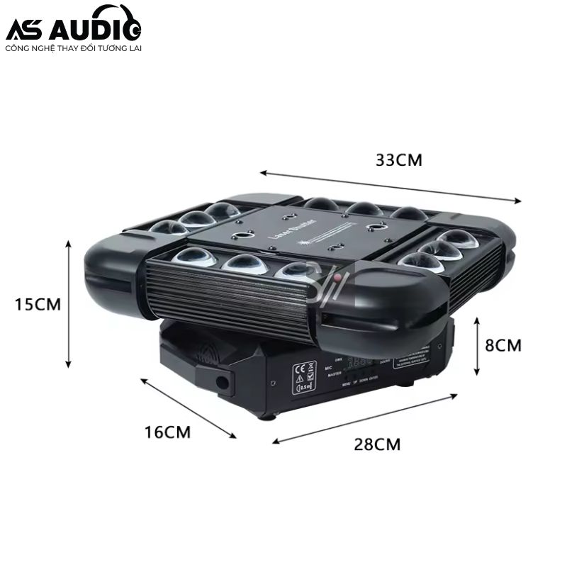 Đèn Ma Trận Moving 12 Mắt Vuông 3in1